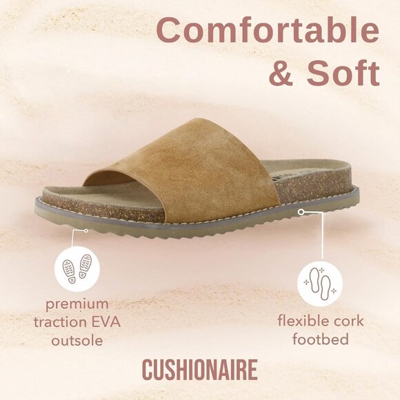 Ritual Suede Slides for Women, Slip On Womens Sandals with Cushioned Footbed and - Picture 2 of 9